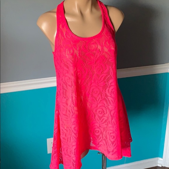neon pink swimsuit cover up